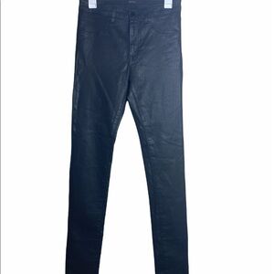 DSTLD high waisted coated black skinny jeans